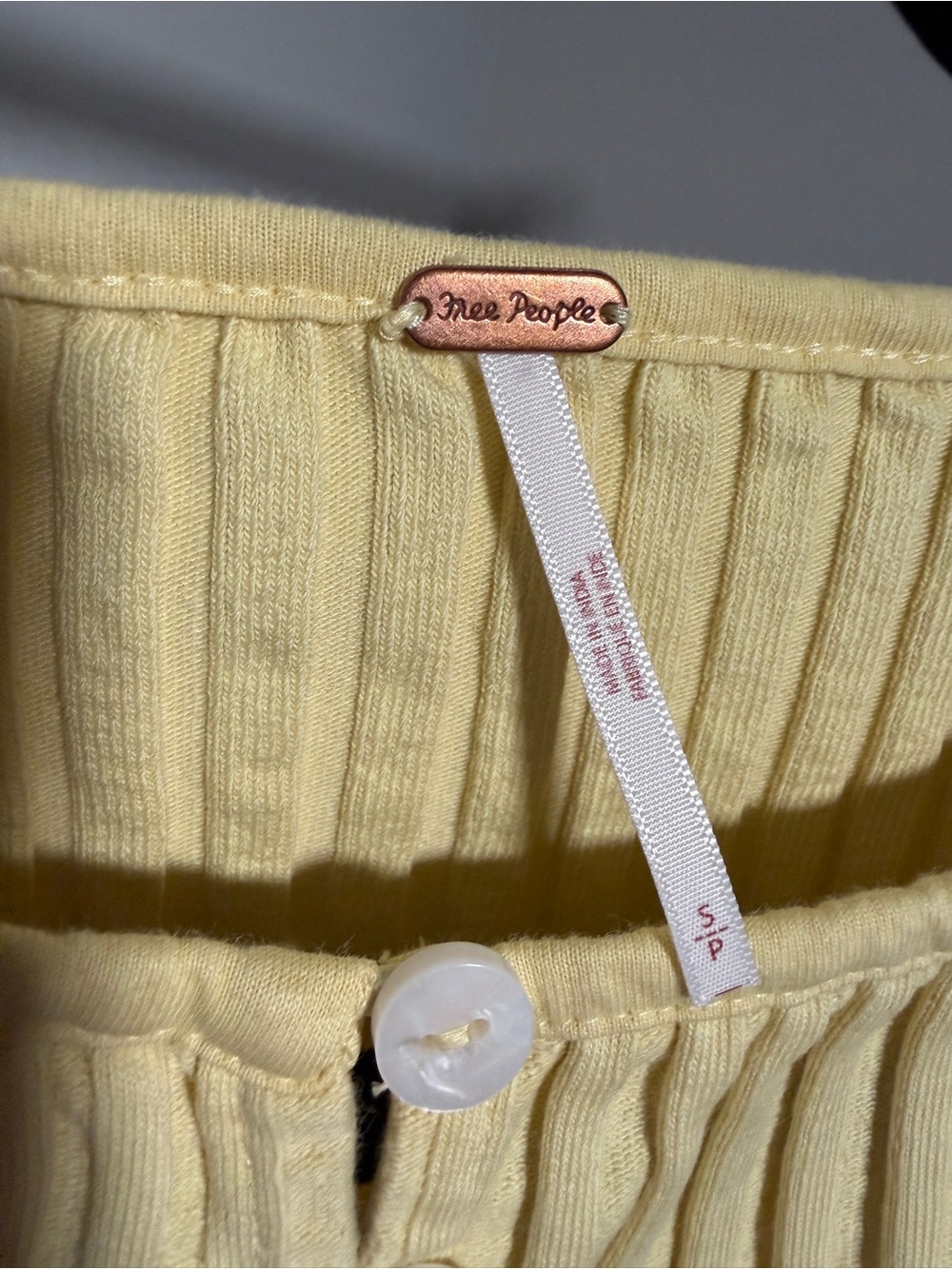 Free People Ribbed Button-Front Tank Top - Yellow - Picture 2 of 2